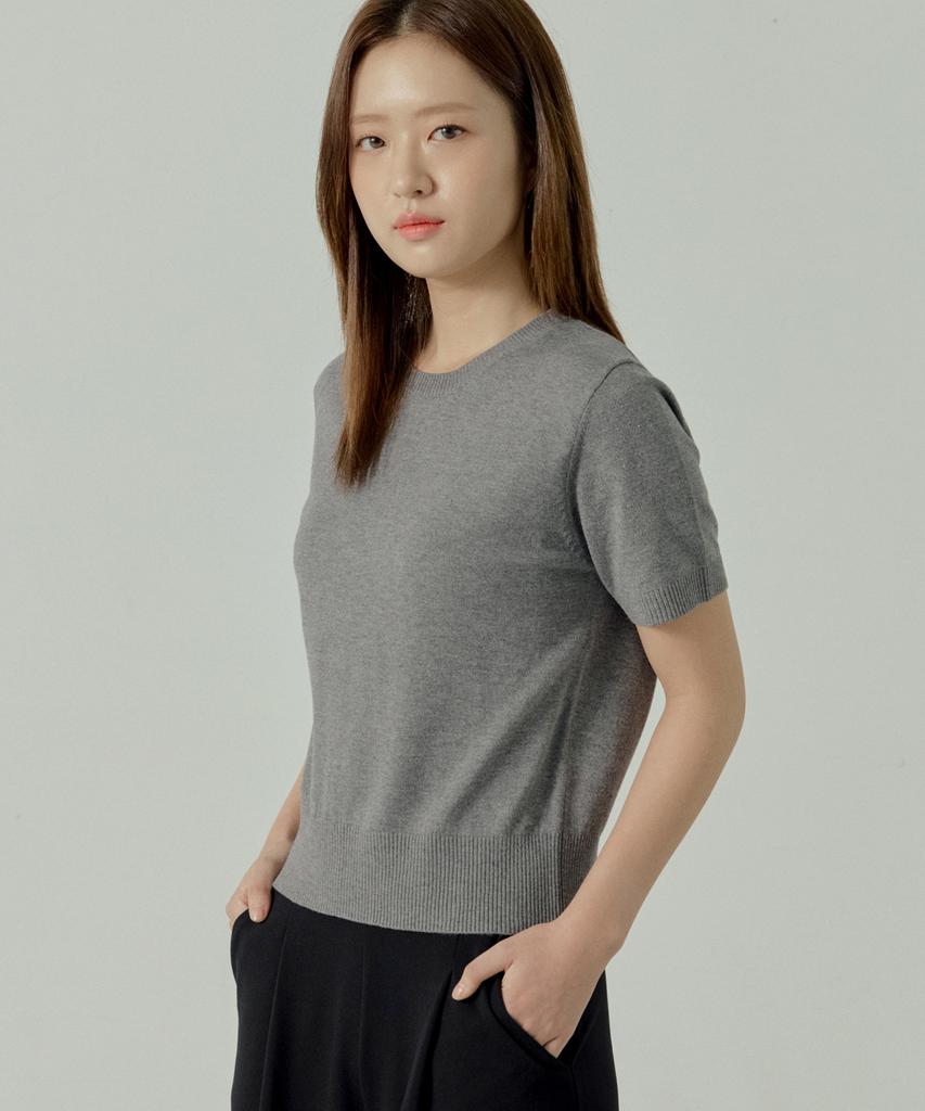 210EDIT Women'S Mild Short Sleeve Inner Set Cardigan [Charcoal]_Zg1Sw570