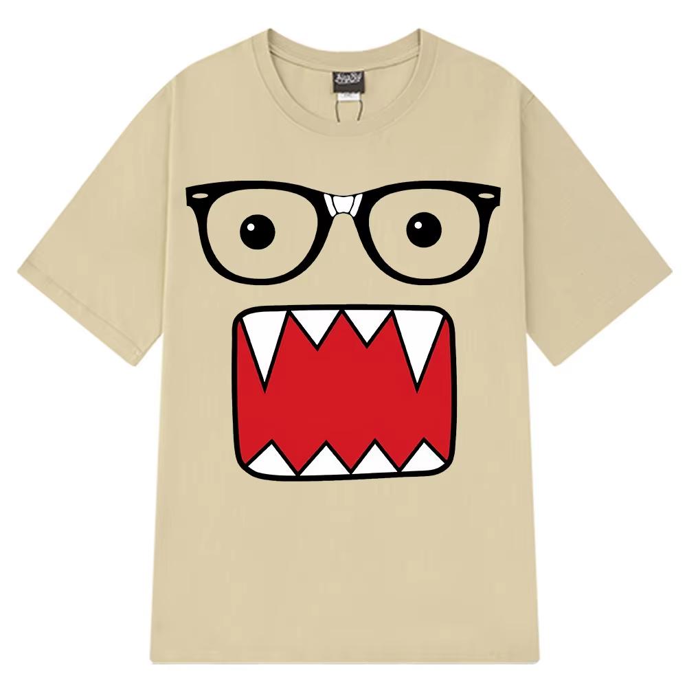Domo Kun Fun Graphic Print Unisex Casual  Summer Short‑Sleeve Women And Men T-Shirt