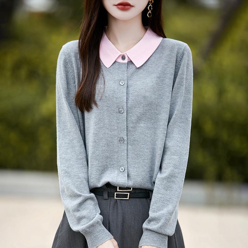 Женский кашемировый кардиган Qinghe кашемир 50% шерсть 50% шелк Женский осенне-зимний кашемировый кардиган мягкий и теплый