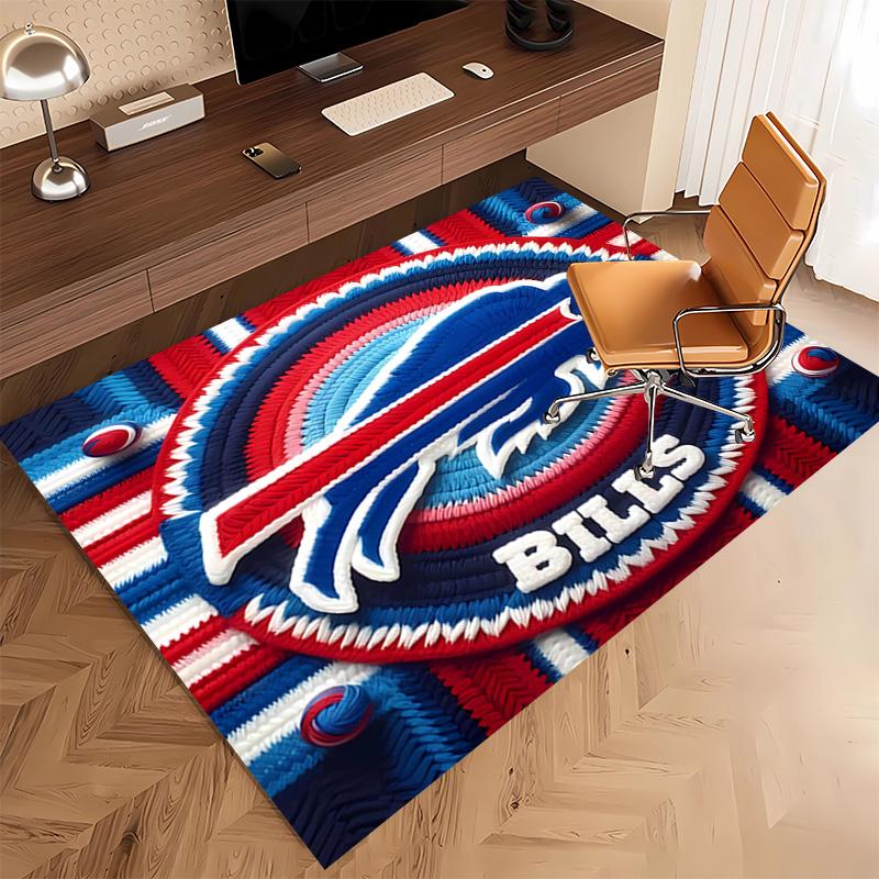 1pc Buffalo Bill LOGO Print Area Rug - Soft, Washable Non-Slip Indoor Mat, Living Room, Home Office Decorative Rug,Office Decorative