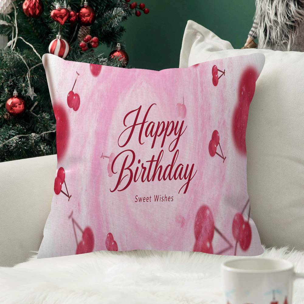 Pink Cherry Cherries Butterfly Pillow Case Plush Fabric Soft Double Sided Print Sofa Cushion Cover Throw Pillow Covers