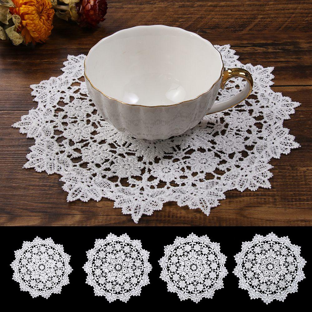 Banquet Decor Lace Round Shape Coasters for Kitchen Table Cotton Napkin Embroidery Table Cloth