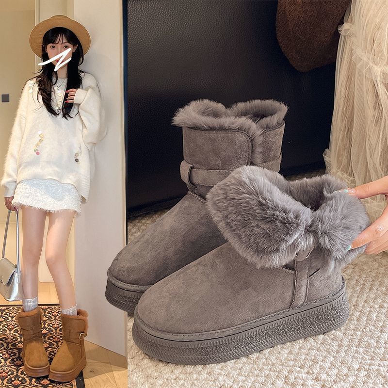 Женские новые зимние супер-огненные модные бархатные утолщенные теплые универсальные хлопковые ботинки