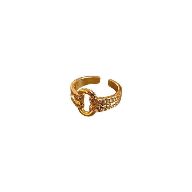 Elegant Geometric Open Ring For Women With Zirconium Stone In Minimalist Style For Fashionable Everyday Wear