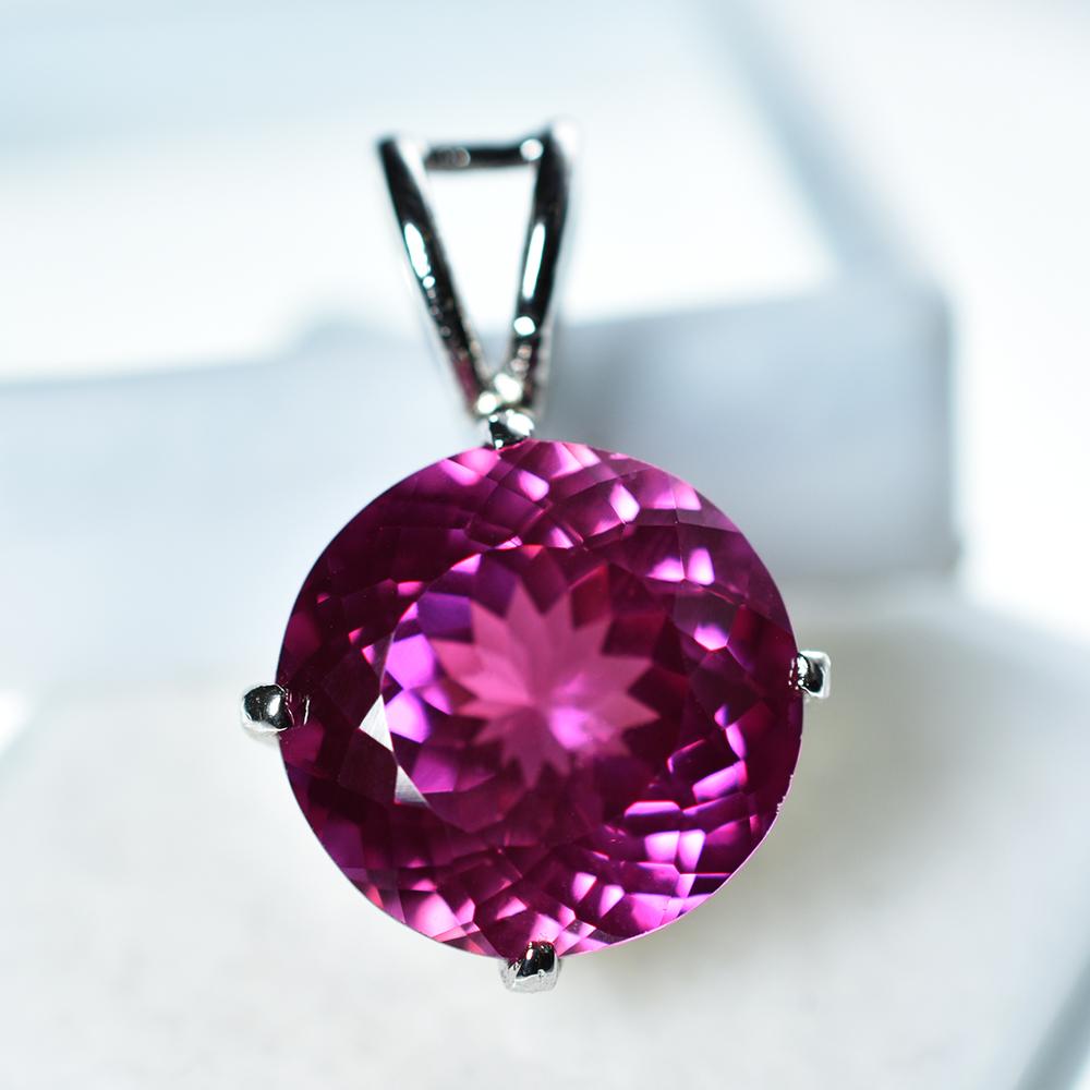 17 Ct Natural Pink Paraiba Tourmaline 925 Sterling Silver Pendant