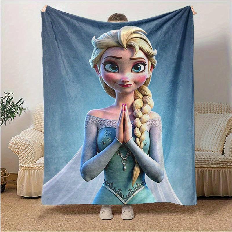 1PC Cartoon Elsa Blanket, Seasonal Universal, Home Decoration, Throw Blankets, Cute Frozen Princess Bedding, Soft Flannel Throw Blanket, Ver