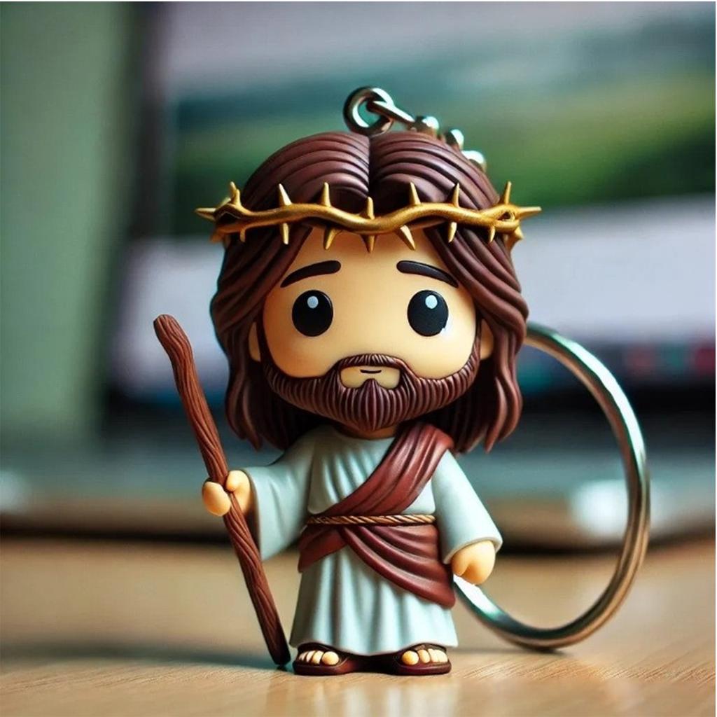 Портативный брелок с фигуркой Иисуса Акриловый изысканный брелок Иисуса для ключей, сумок и декора автомобиля Религиозный подарок для верующих