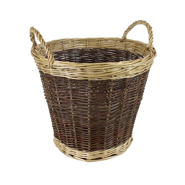 Medium Round Wicker Basket 2 Tone 49cm