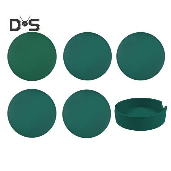 5 шт. силиконовых подставок с держателем, нескользящий коврик под чашку для напитков, утолщенные впитывающие коврики для горячих или холодных напитков, защита мебели, термостойкие