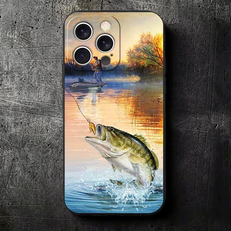 Чехол для телефона Мягкий чехол с рисунком Охота Рыбалка Мужчина для iPhone 16 16E 17 Air 15 Pro Max 14 Plus 13 Mini 11 12 7 Черная задняя крышка