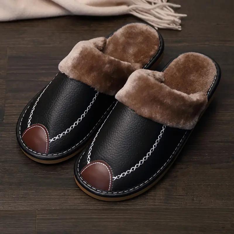Men Slippers Black New Winter Slippers Warm Indoor Slipper High Quality Home House Shoes Warm Slippers Suitable for Men & Women