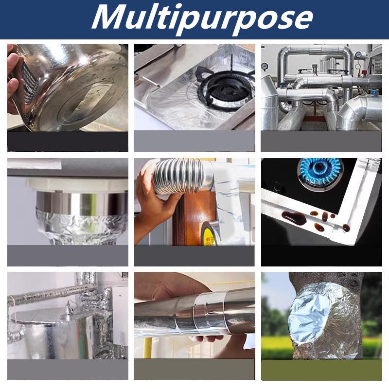High Temperature Resistance Aluminum Foil Tape Kitchen Pipe Repair Tape Adhesive Sealing Foil Heat Insulation Leak Proof Tape