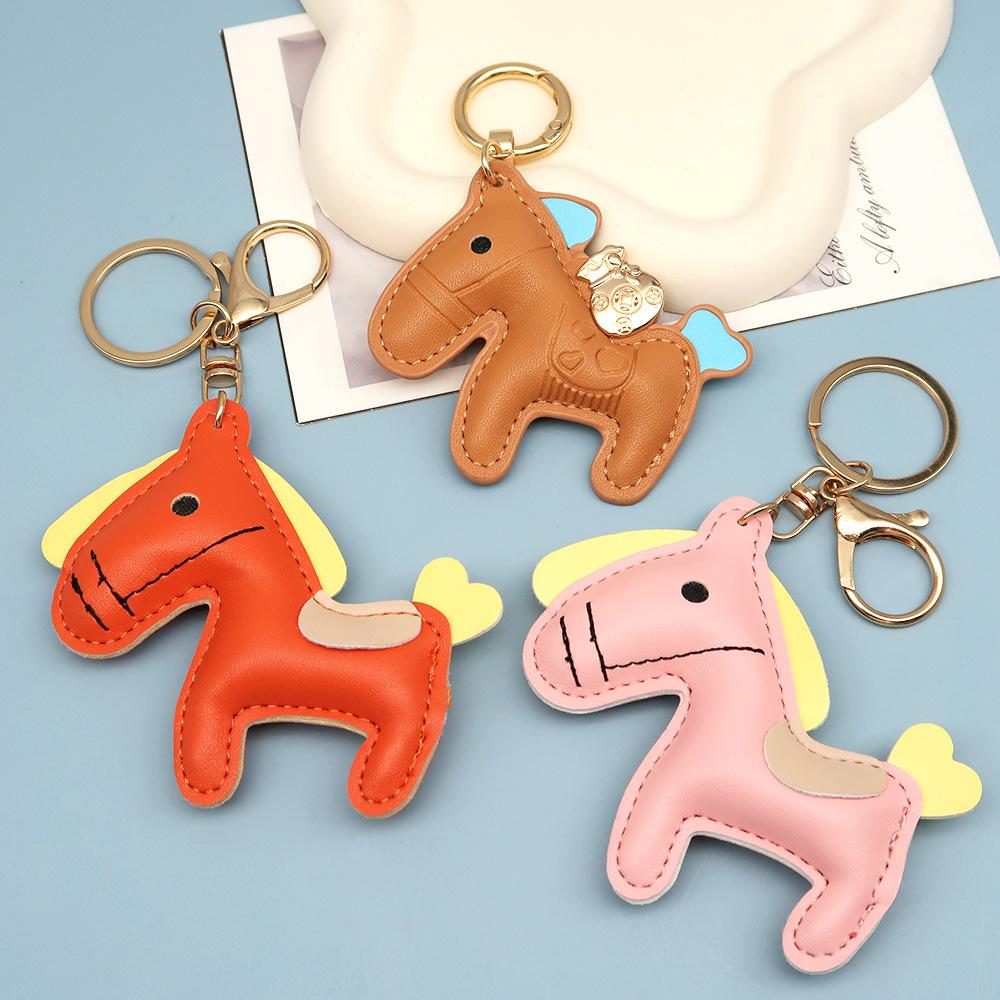 Women's Bag Charm Decoration Bag Pendant Cartoon Rocking Wooden Horse Women's Leather Bag Charm Key Chain Cute Bag Accessories Gifts