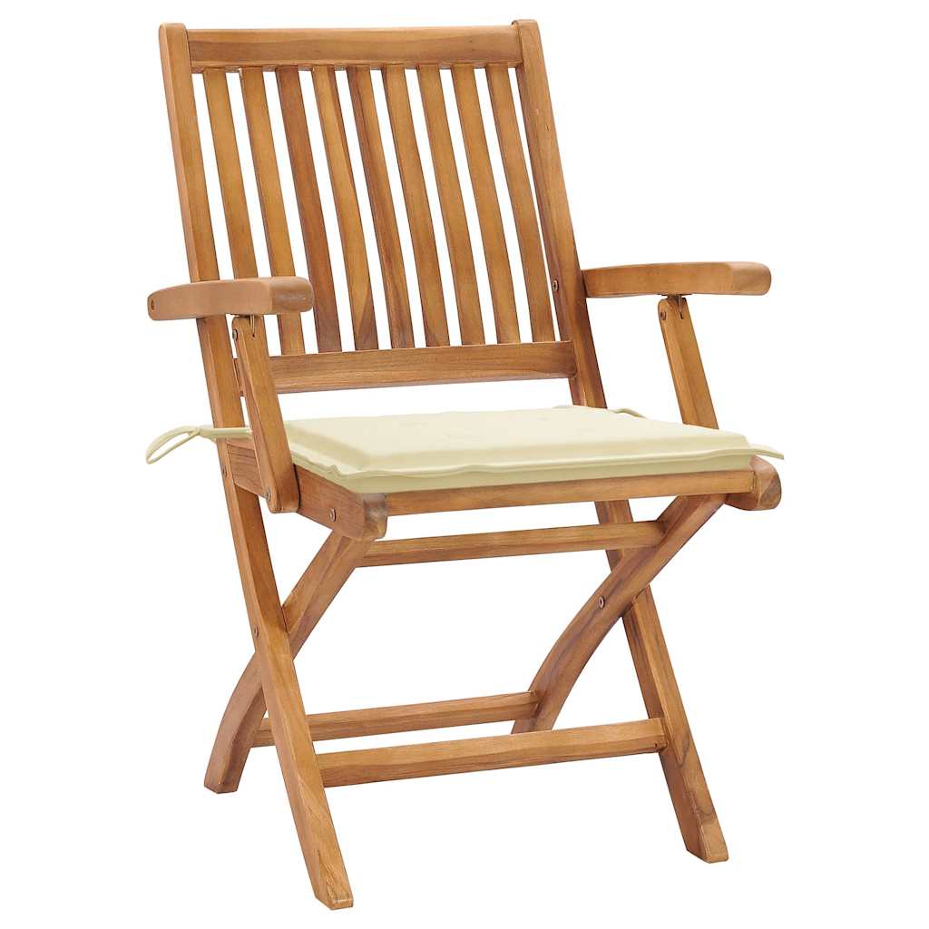 Foldable Garden Chairs with Cushions 8 pcs Solid Teak Wood