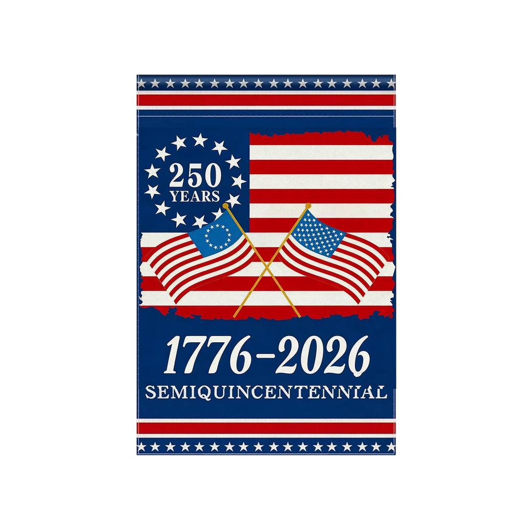 250 лет 1776 2026 Садовый флаг для улицы Прочный полиэстер Двусторонний отпечаток Патриотический юбилейный баннер для двора для украшения дома