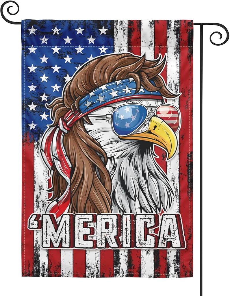Eagle Mullet Merica Funny Garden ag 12x18 Double sided Retro Eagle ag - Patriotic Humorous Courtyard Logo Outdoor garden EEL