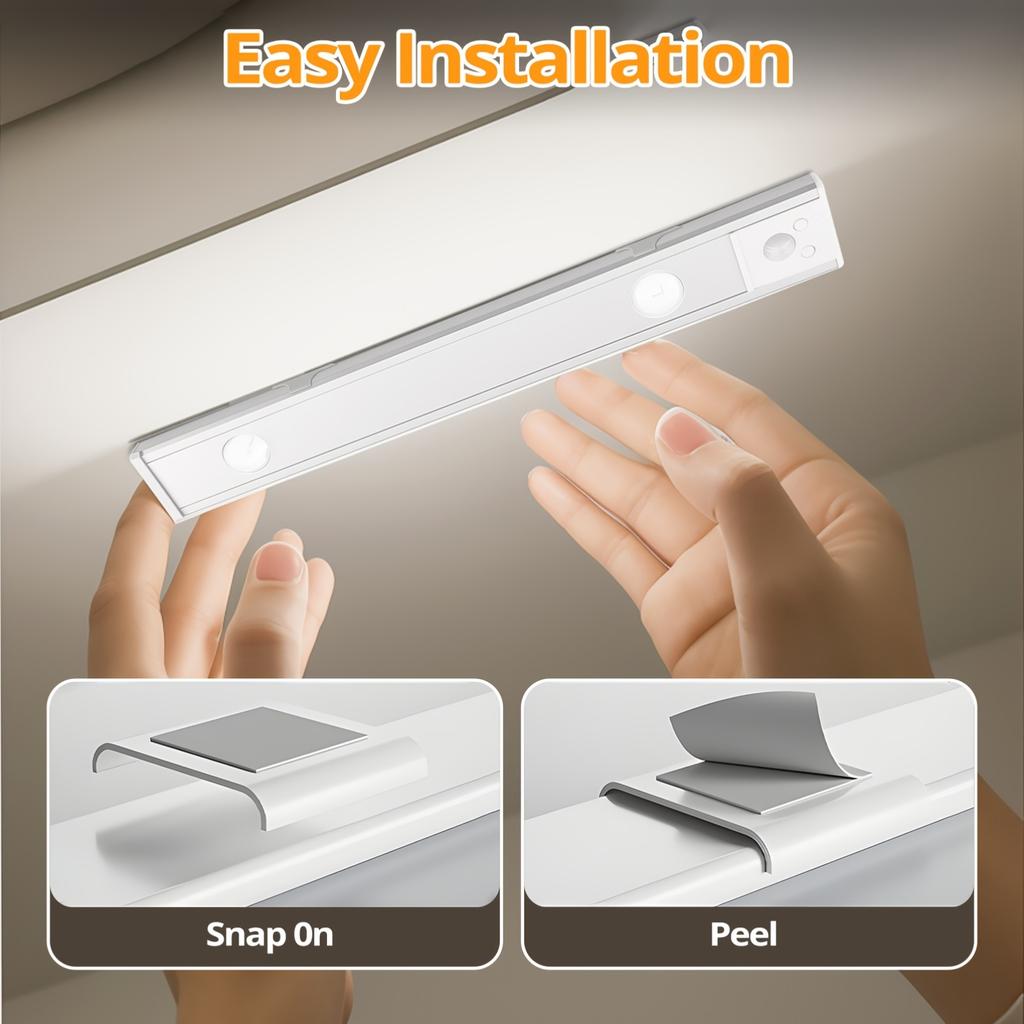 Беспроводной светодиодный ночник с датчиком движения/инфракрасным датчиком, перезаряжаемый через USB, ультратонкий светильник для шкафа, умное диммируемое освещение для кухни, гардероба, спальни, кладовки