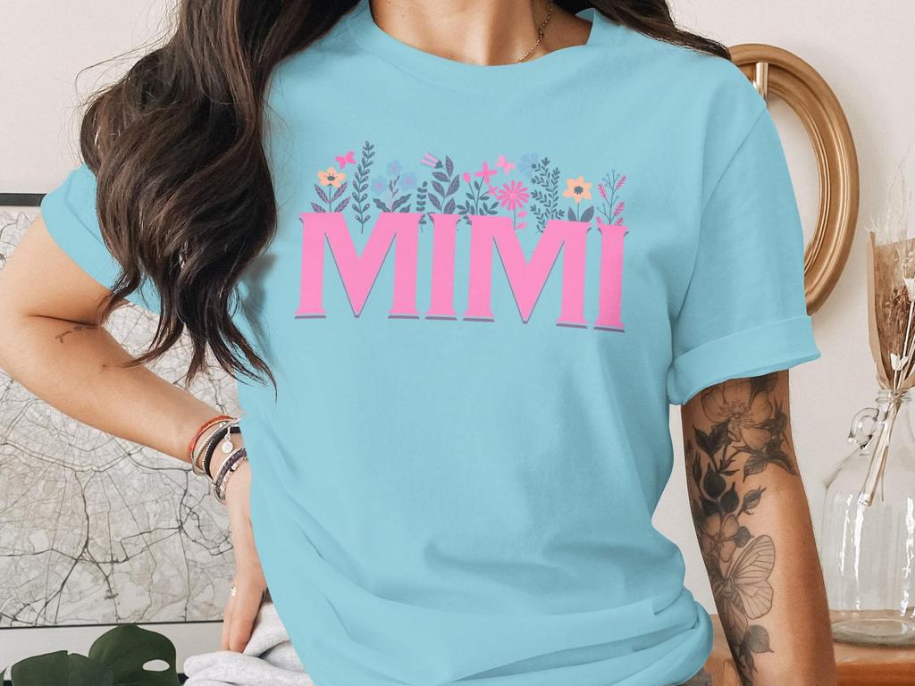 MIMI Floral T-Shirt, Botanical Butterfly Grandma Top, Mother's Day Gift