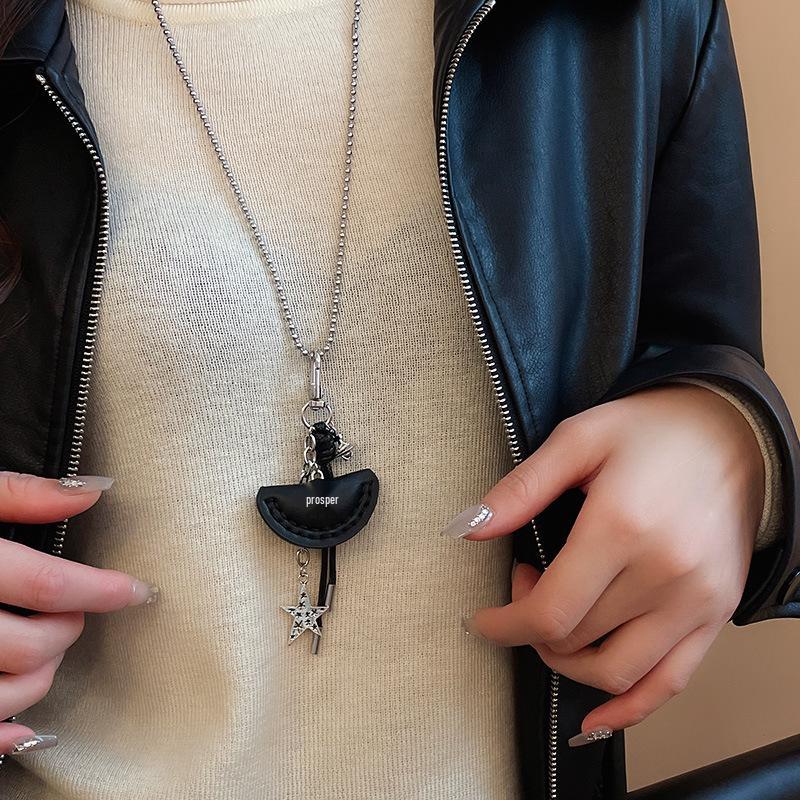 Роскошный кожаный кошелек для монет и наушников в корейском стиле, ожерелье с ключичной цепочкой