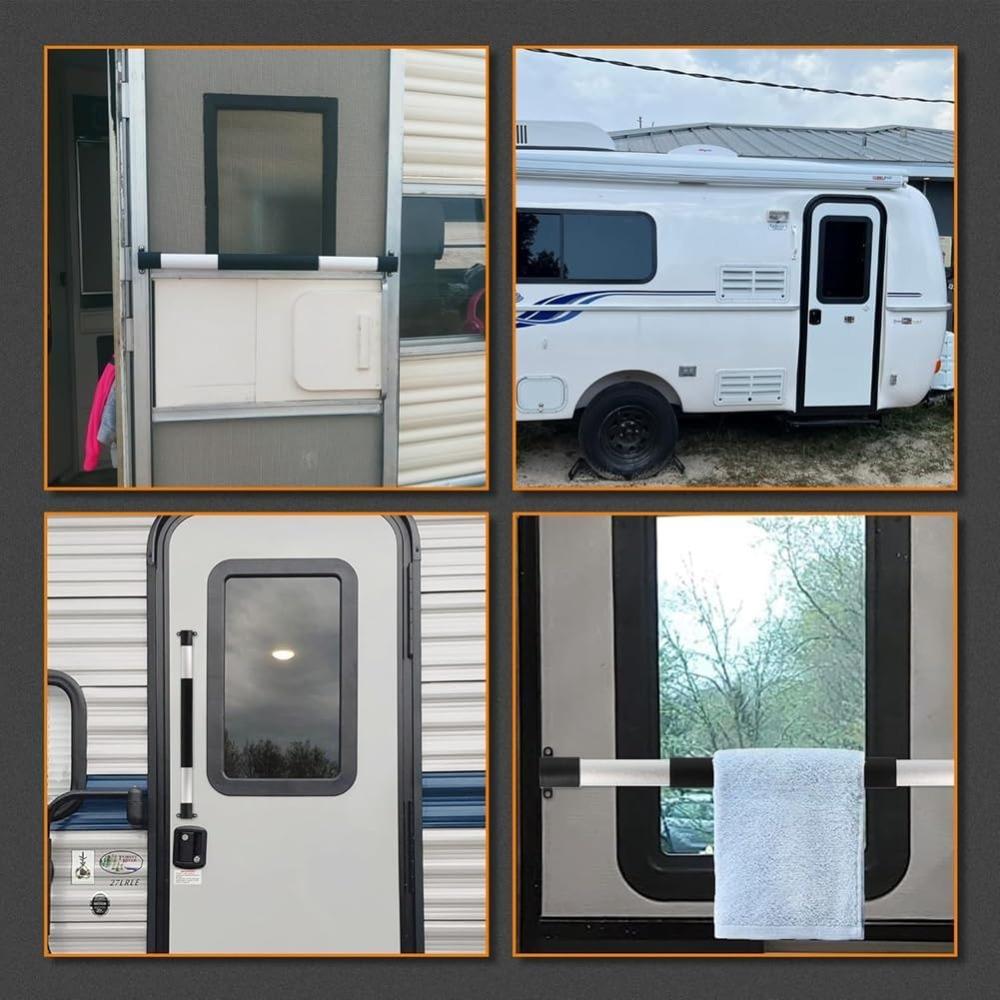 RV Screen Door Handle Grab Bar, Adjustable 21-5/8" to 28-5/8", for Motorhome for Travel Trailer Campers