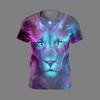 Animal Lion Summer Outfit New Men's 3D Printed T-shirt Men's Fashion Loose Three-dimensional Versatile Round Neck Short Sleeved T-shirt
