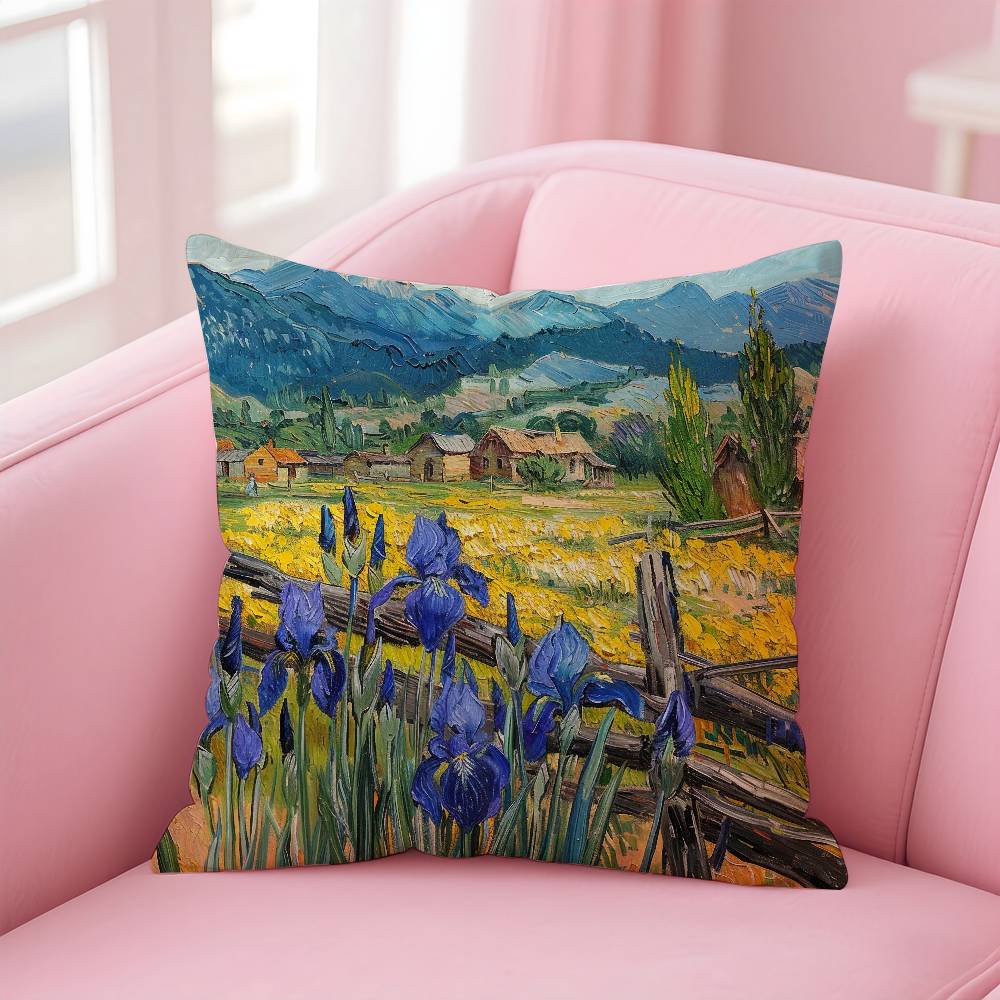 Landscape Painting Style Pillow Case Pattern Printing Pillowcase Living Room Sofa Cushion Cover Bedroom Room Decor