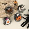 Pumpkin Ghost Skull Wrist Decorations Stuffed Halloween Slap Bracelets for Kids, Plush Cute Adjustable Resilient Steel Plate Band with Sequin