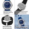 SKMEI Men's Silicone Sports Waterproof Watch Large Arabic Numerals Date Fluorescent Blue Casual Luxury Gift