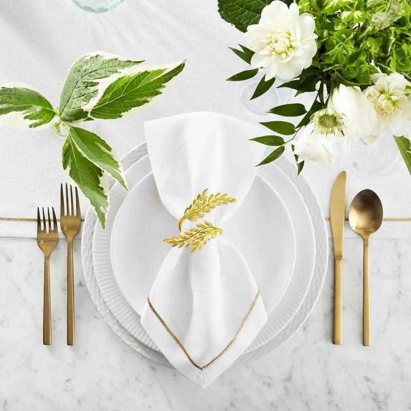 Stylish Gold Wheat Metal Leaf Napkin Rings Enhance Your Harvest Table Decor