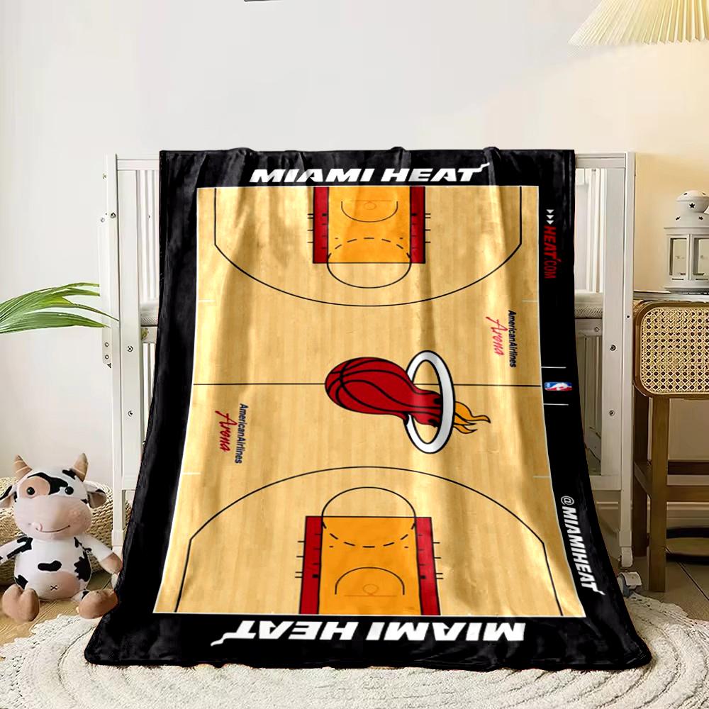 Miami Heat Basketball Court Design Blanket Flannel blanket for bedroom, living room, sofa, and nap sofas.
