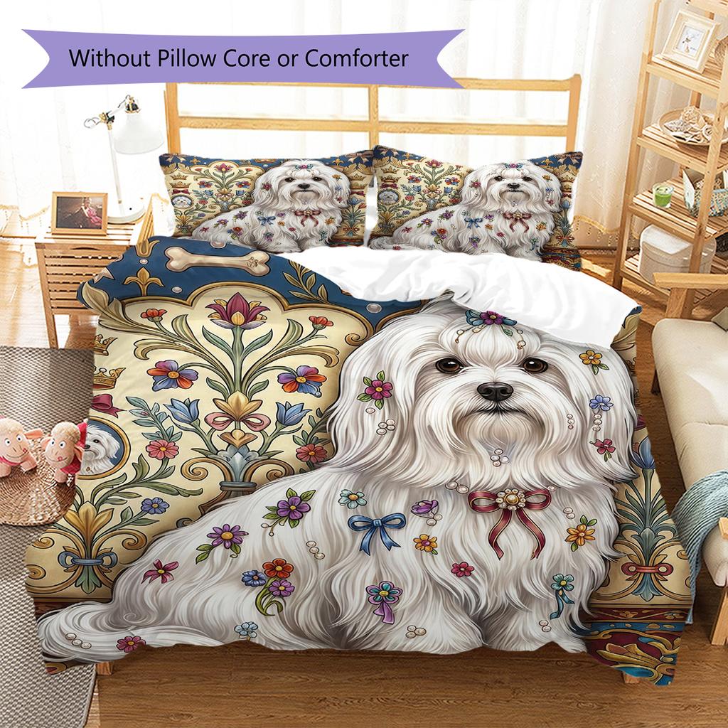 Floral Art Animals Pattern Bedding,Quilt Set Quilt Cover Pillowcase Home Birthday Gift (1 * duvet cover + 2 * pillowcase, without core)