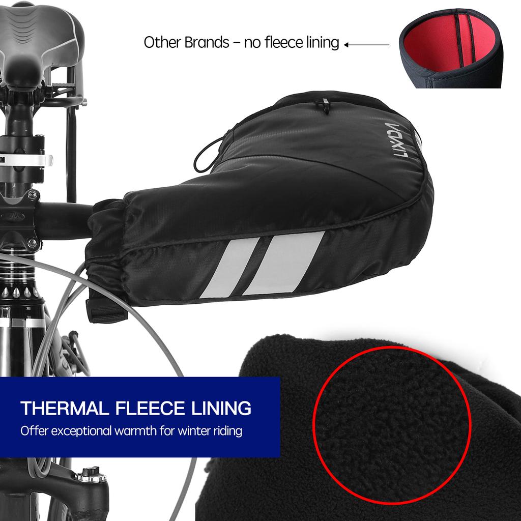 Lixada Барные рукавицы Водостойкие ветрозащитные варежки для руля горного велосипеда в холодную погоду