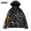 Женский короткий пуховик XueZhongFei с капюшоном и камуфляжным принтом