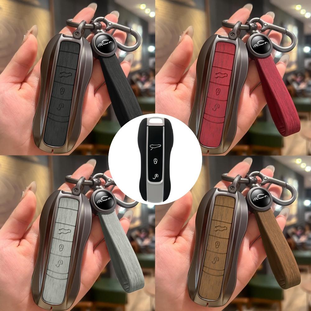 Роскошный чехол из натуральной кожи для Porsche Boxster Cayman Panamera Cayenne Macan 718/911 Taycan, защитный брелок для ключей