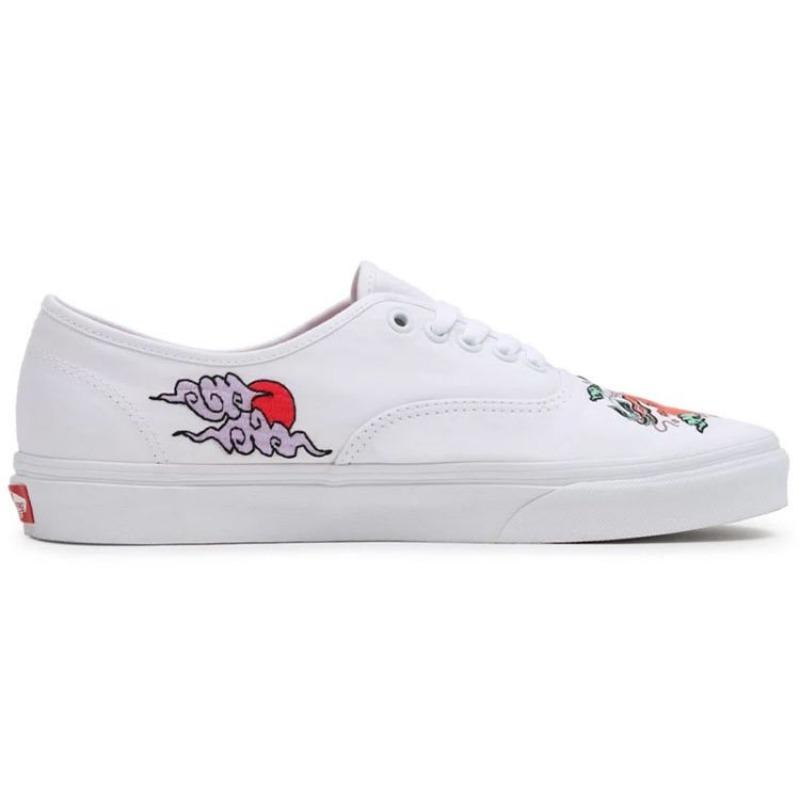 Vans Authentic Canvas Classic Casual Traditional Chinese Print Low-Top Unisex Skate Shoes White VN0A5KRDAT3