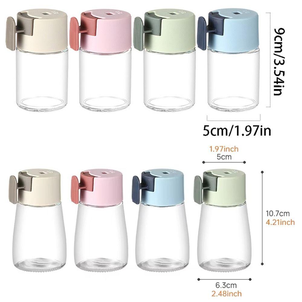 4Pcs Transparent Quantitative Salt Glass Bottle Press Type Precise Spice Dispenser  Barbecue