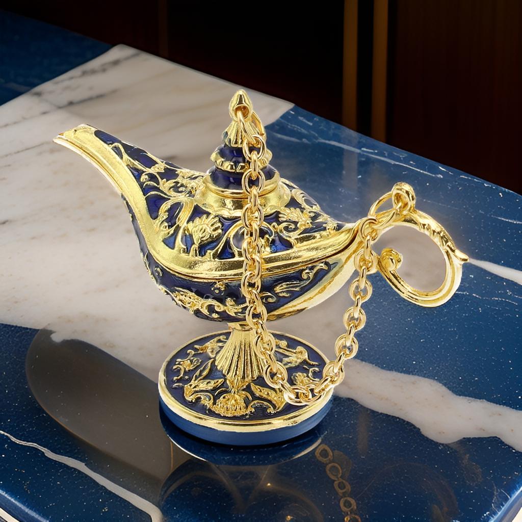 Классическая европейская винтажная полая легенда Алладин Джинн Лампа Курильницы для благовоний Металлическая лампа желаний Миниатюрные фигурки Домашний декор
