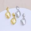 Gold-Tone S925 Silver Oval Ripple Earrings - European & American Style