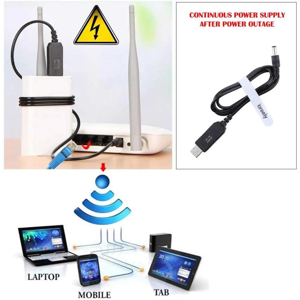 5,5*2,1 мм WiFi-кабель для подключения внешнего аккумулятора DC 5 В в 12 В USB-кабель повышающий преобразователь повышающий шнур для маршрутизатора Wi-Fi, модема, вентилятора