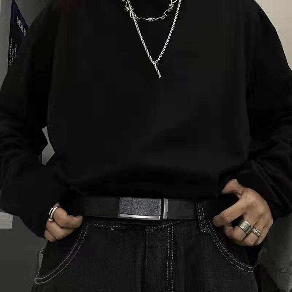 Retro Genuine Leather Belts 110/120/130cm Metal Buckle Belt Business Belt Men Suit