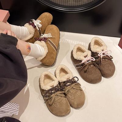 Женские зимние ботинки на шнуровке, легкие, на толстой подошве, с меховой подкладкой, нескользящие, с амортизацией, повседневные спортивные хлопковые ботинки