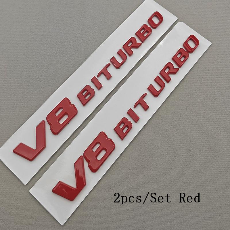 2pcs 3D ABS Car Letter Logo V8 BITURBO Sticker Fender Side Badge Emblem Decal For Mercedes Benz G63 S63 C63 E63 C63S Accessories AB1