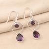 Natural Amethyst Gemstone 925 Sterling Silver Jewelry Handmade Earrings 2.0" EE-140-5
