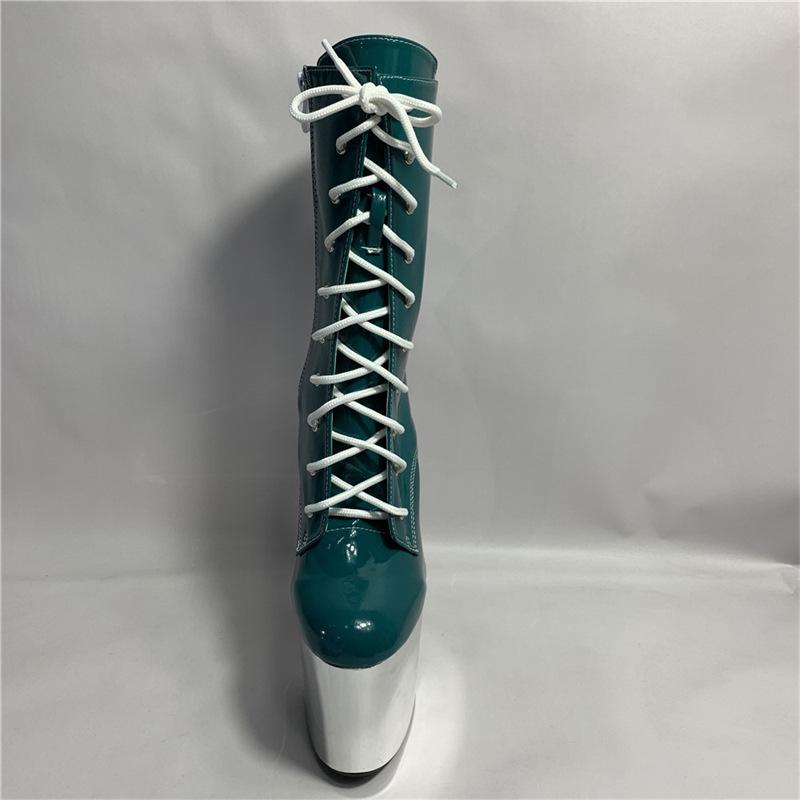 Осенние женские модные полусапожки с круглым носком, на супервысоком каблуке, водонепроницаемой платформе 20 см, трендовые низкие, подчеркивающие ноги, тонкие зеленые модные ботинки