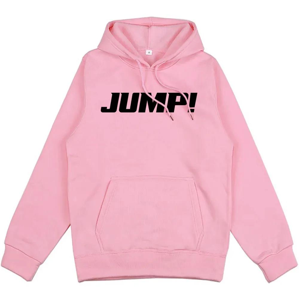 Черно-розовые худи с капюшоном Jump, корейская мода женской группы, толстовки с длинным рукавом, свободные, с карманом, пуловеры, унисекс, уличная одежда