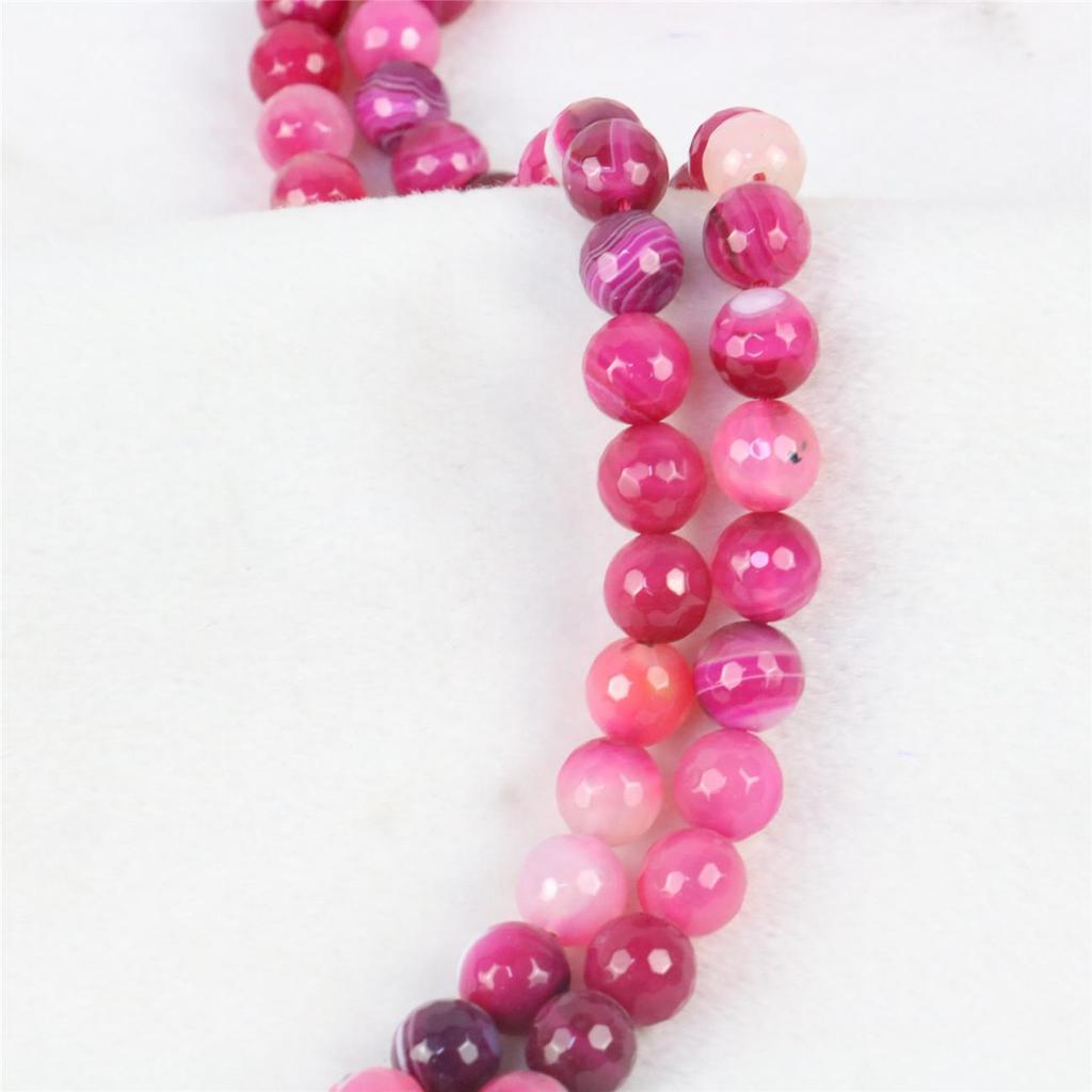 10mm Round Faceted Rose Red Agates Onyx Loose Beads Women Girls for Jewelry Making Design DIY Accessories Natural Stone