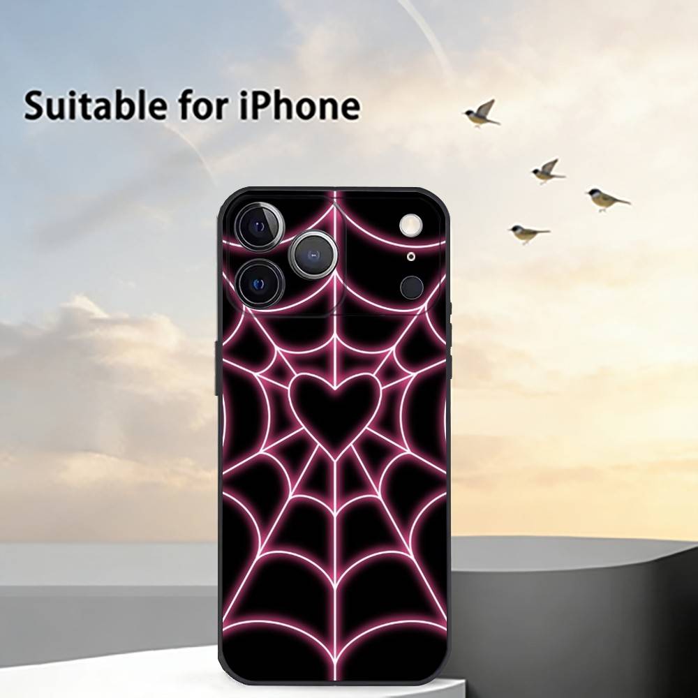 Крутой чехол для телефона в виде паутины и сердца H для iPhone 17, 16, 15, 14, 13, 12, 11 Plus, Pro Max, Другие Мягкий черный чехол