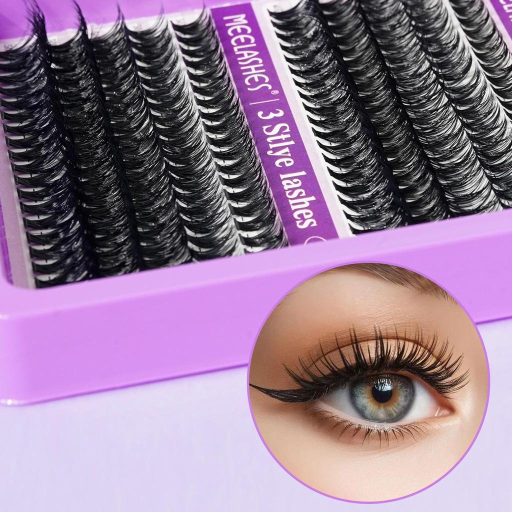 Cross-Border DIY Individual Cluster Lashes: Dense, Thick, Long, Root-by-Root, Clear Mixed, Large Capacity.