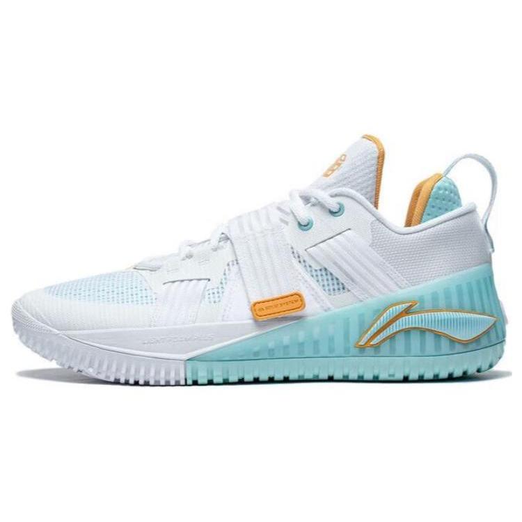 Li Ning Fury Низкие баскетбольные кроссовки с устойчивостью к истиранию Бело-голубые Мужские ABFT019-5