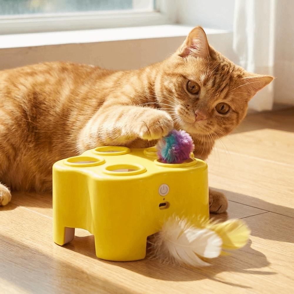 Simulation Electric Cat Toy Auto Pop Up Feather Cat Chase Game Toy Kitten Training